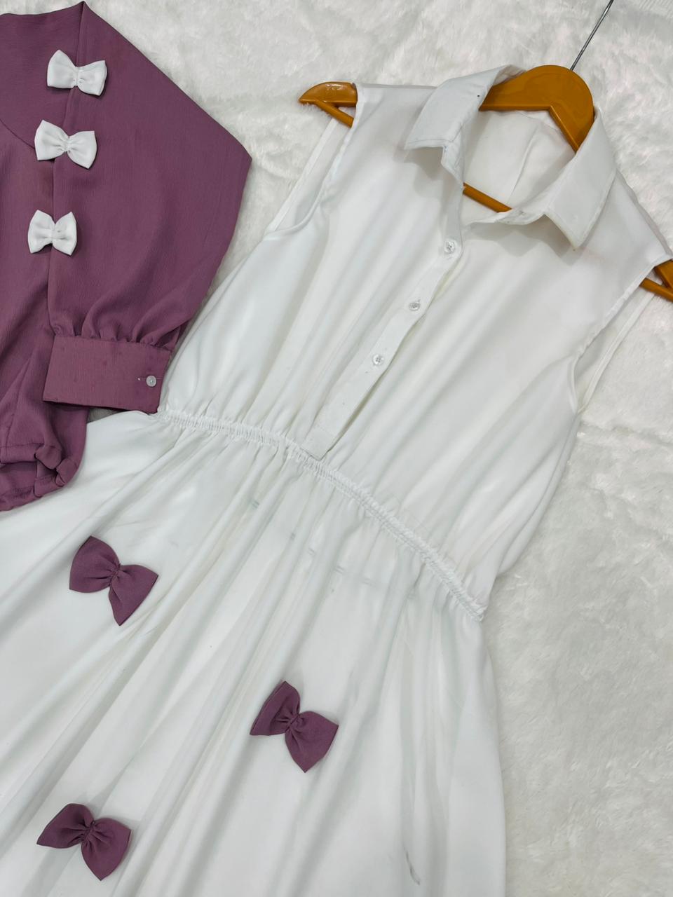 Best Public Imported Georgette Bow Detail Maxi Dress with Stylish Top