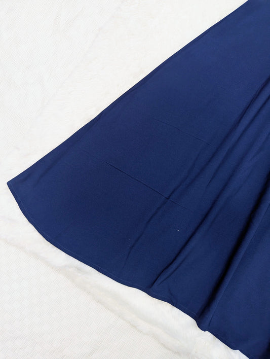 Elegant Navy Blue Romper Style Maxi Dress with White Inner Shirt