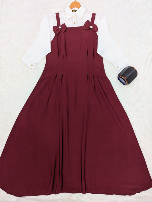 Elegant Bow Romper Style Maxi Dress for Girls