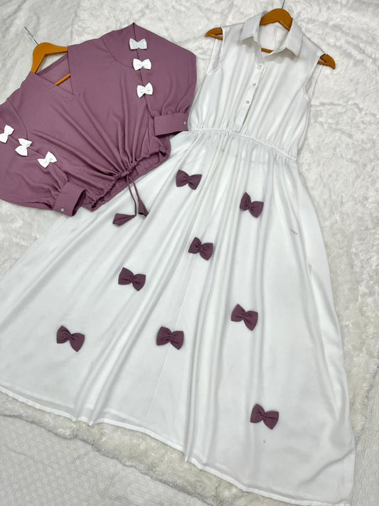 Best Public Imported Georgette Bow Detail Maxi Dress with Stylish Top