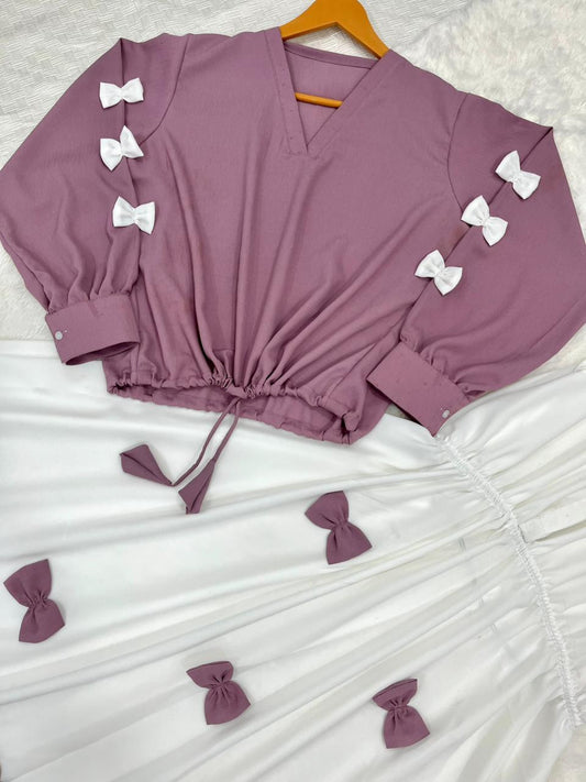 Best Public Imported Georgette Bow Detail Maxi Dress with Stylish Top