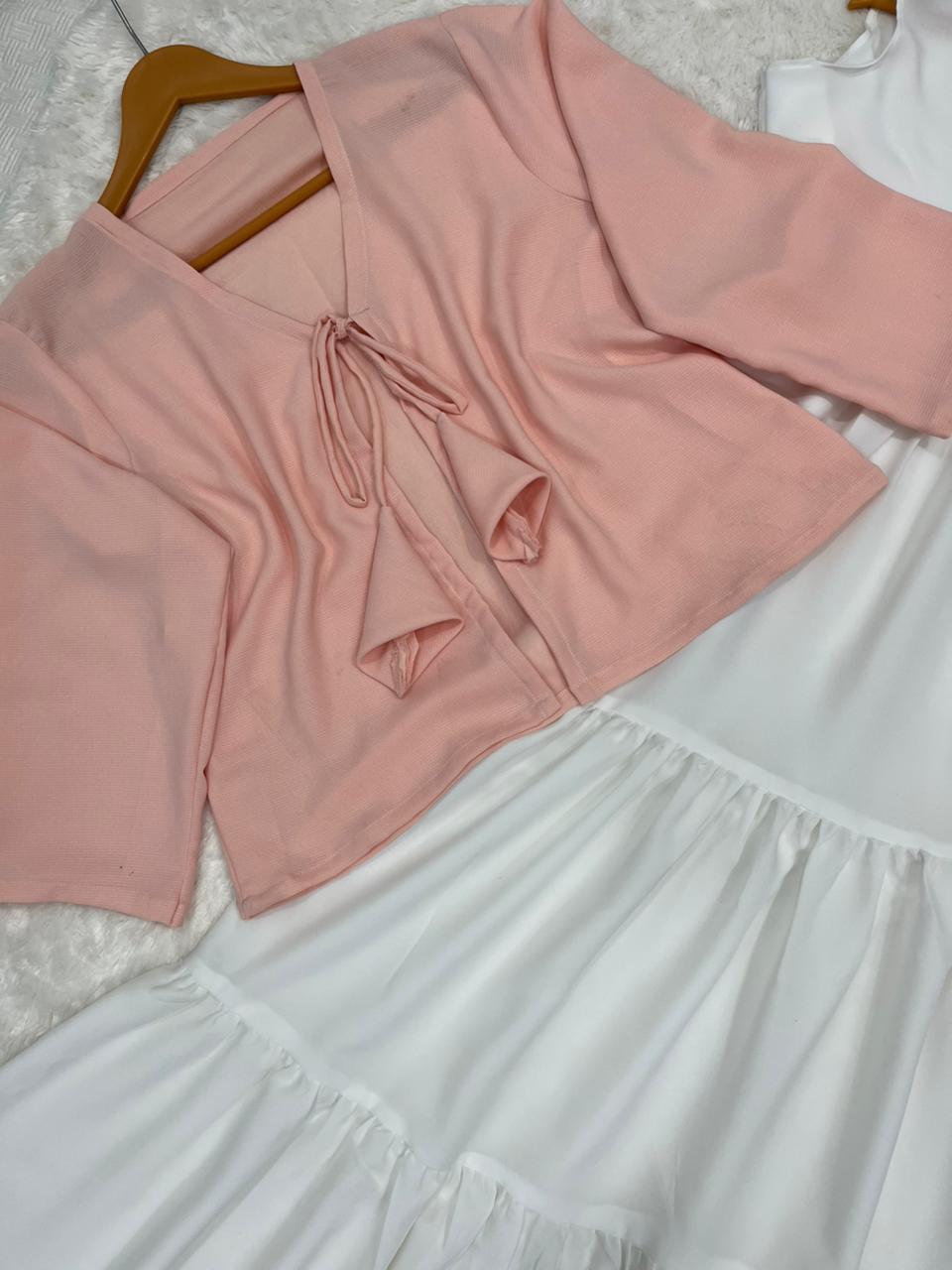 Elegant White Maxi Dress with Pink Knot Top Outfit Long Maxi