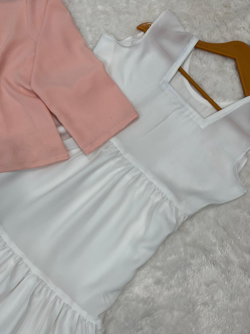 Elegant White Maxi Dress with Pink Knot Top Outfit Long Maxi